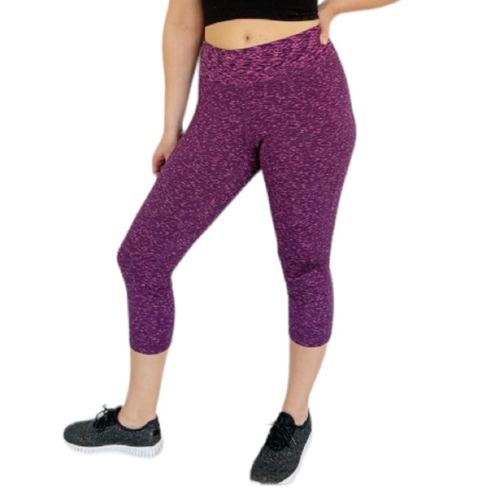 Ideology purple abstract print cropped stretch workout leggings size large